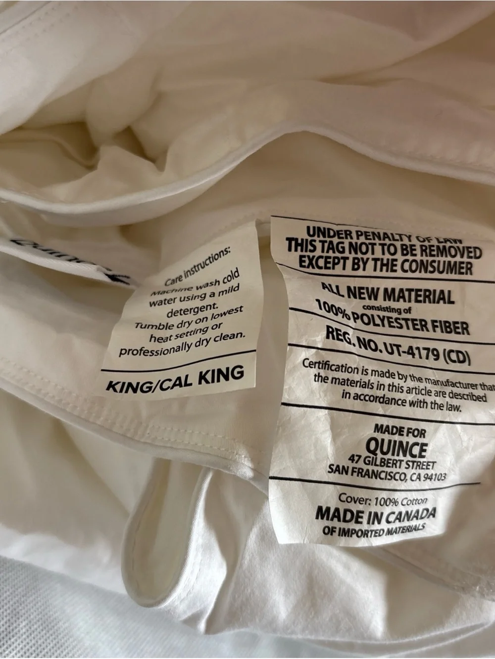 Quince Premium Down Alternative Comforter King / Cal King Insert Lightweight
